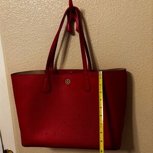 Tory Burch Red Leather Tote Bag